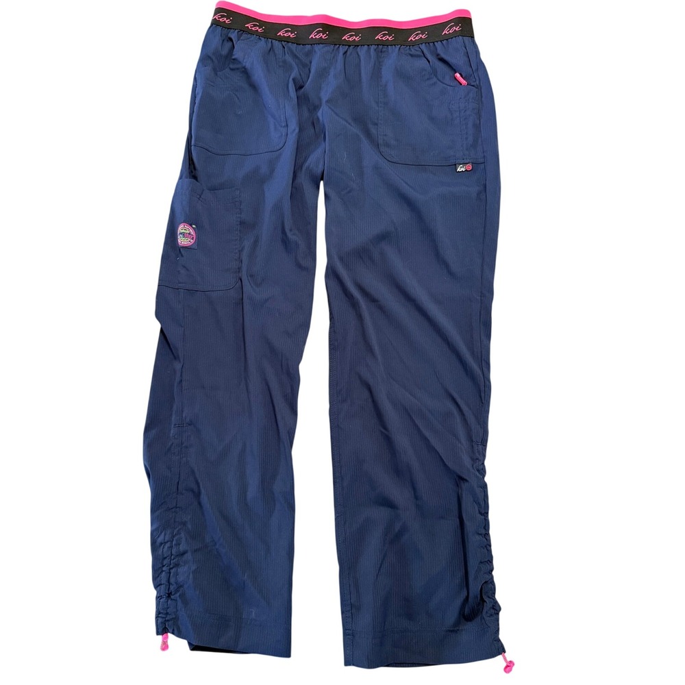 Koi Lite Peace 720 Women Navy Blue Scrub Pants Slim Fit Stretch Large Regular
